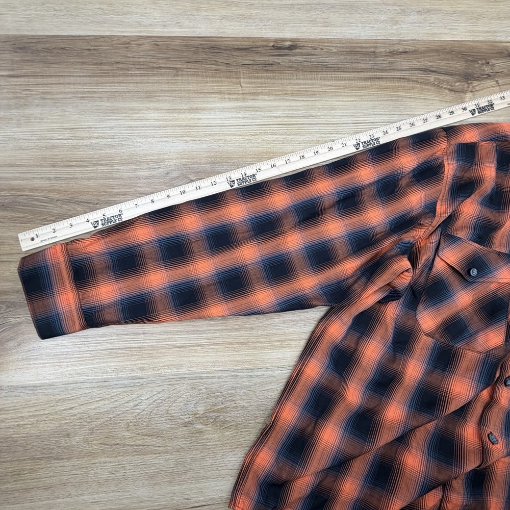 Dixxon Flannel The Sign Shirt Mens 2X Orange Plaid Long Sleeve Bamboo Button Up - Picture 7 of 7